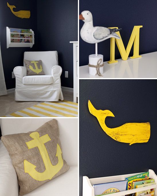 nautical-themed-nursery-in-navy-and-yellow